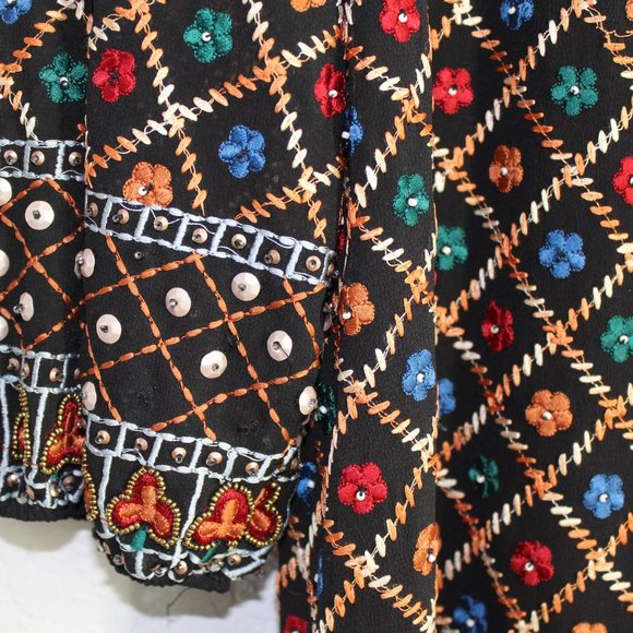 Alice + Olivia Gillian Embroidered beads Embellished women's shift dress sz S - Picture 6 of 8